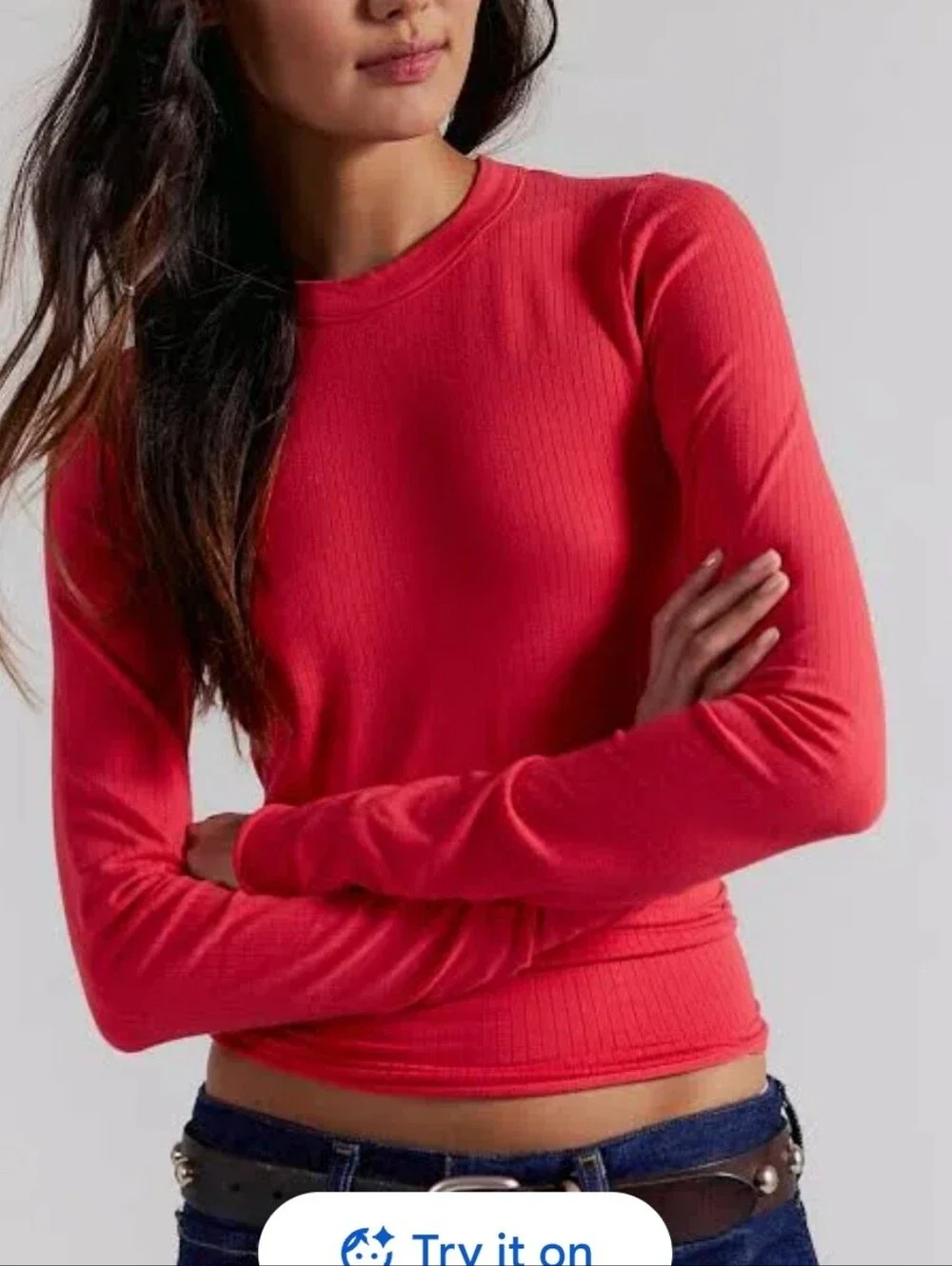 NWT Free People So Soft Seamless Modal Long Sleeve Top XS/S Berry Twist